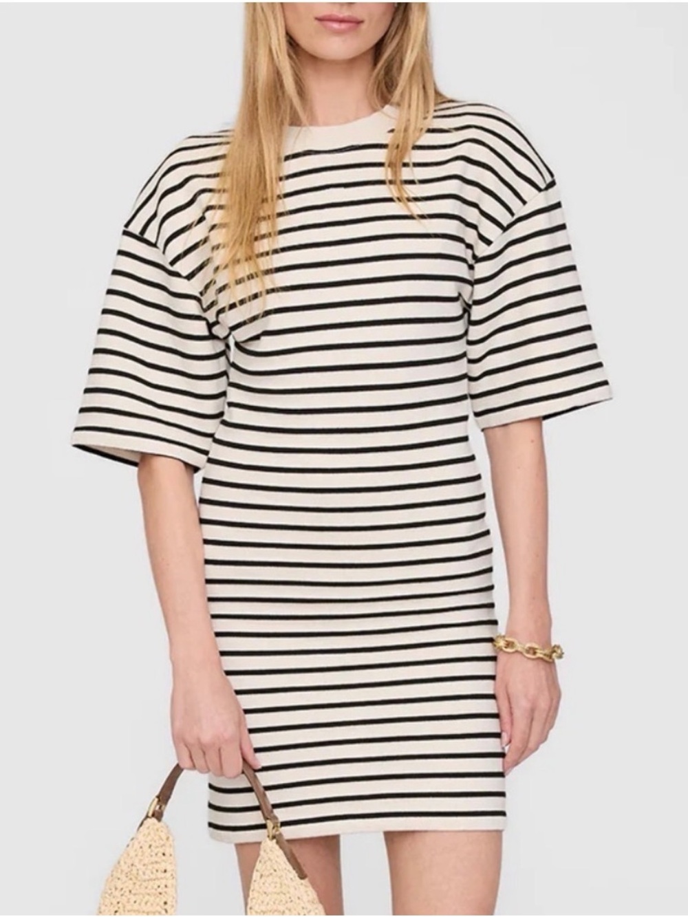 ANINE BING Mona Striped French Terry Mini Dress Size M
